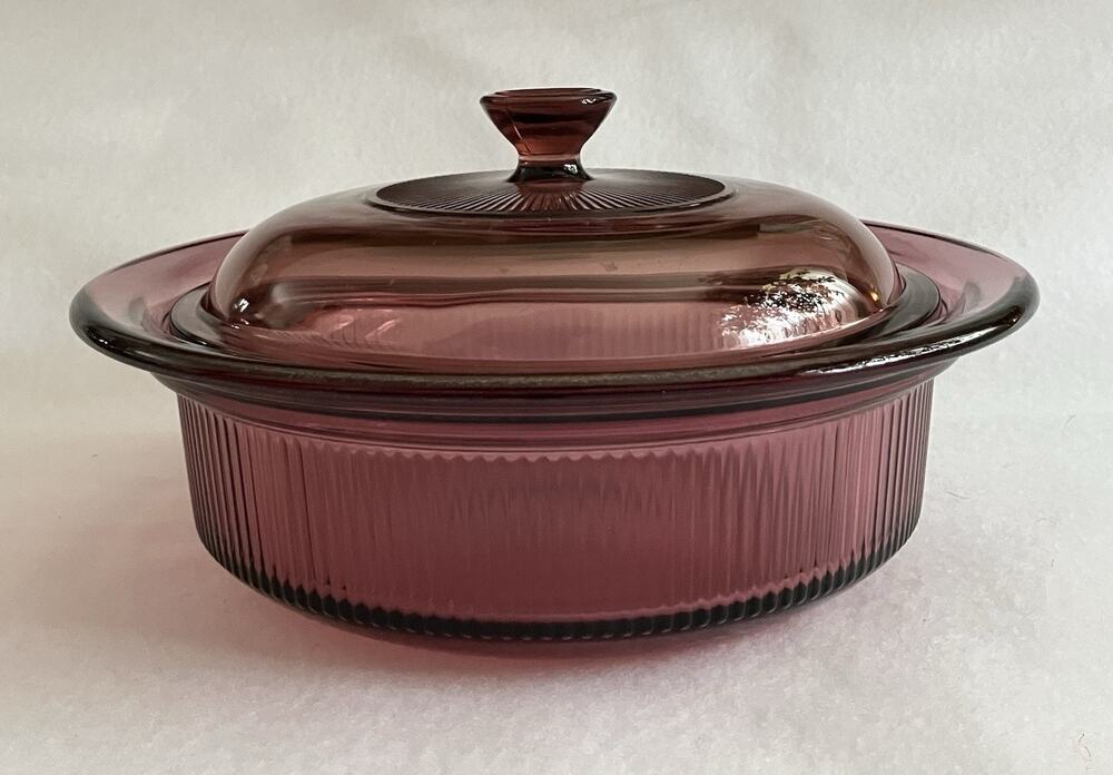 Vtg Corning Visions Pyrex 1 Qt Casserole Baking Dish V-31-B Matching Glass Lid